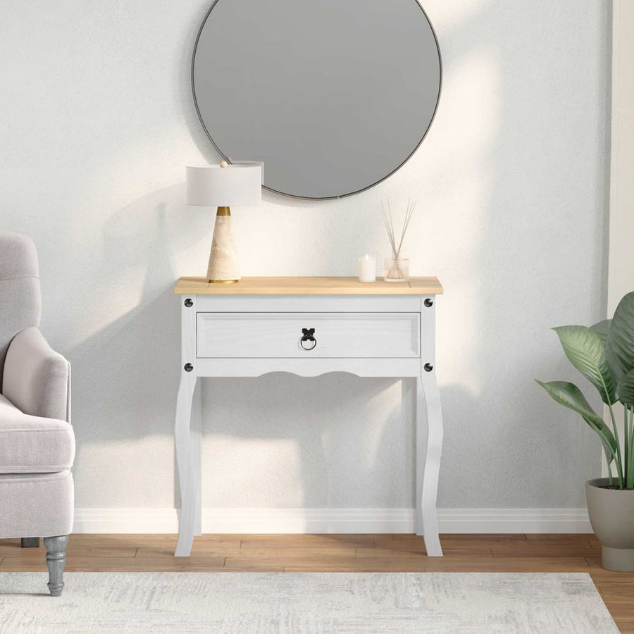 Console Table White Solid Pine Wood