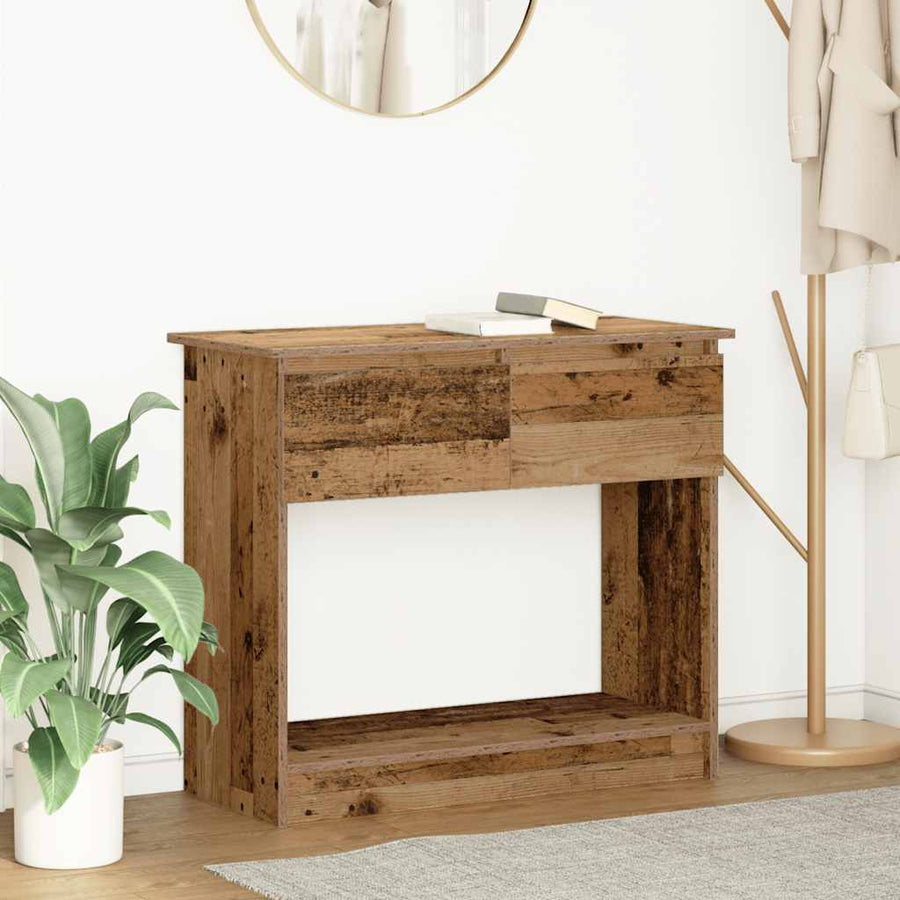 Console Table with Drawers Old Wood
