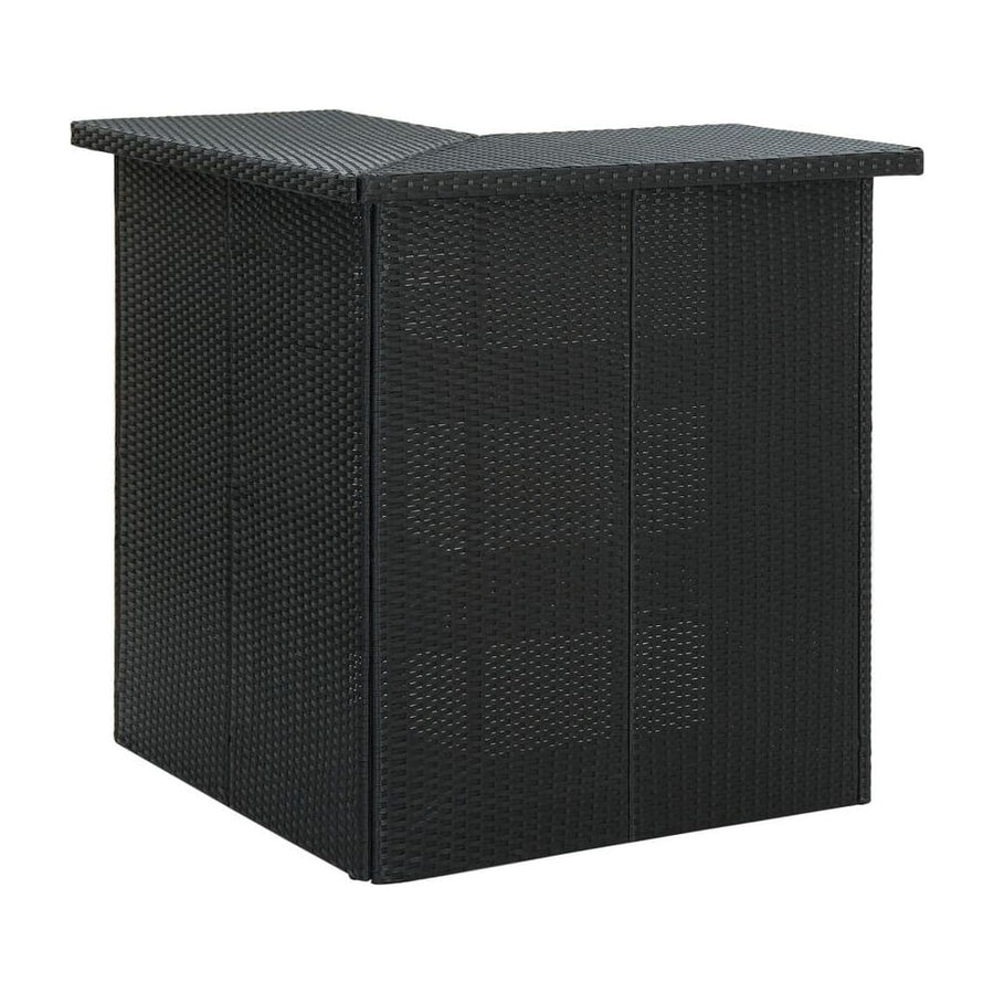 Corner Bar Table Black Poly Rattan