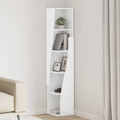 Corner Cabinet Engineered Wood High Gloss White