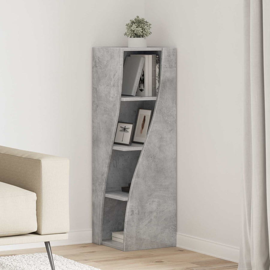 Corner Cabinet Engineered Wood Concrete Grey