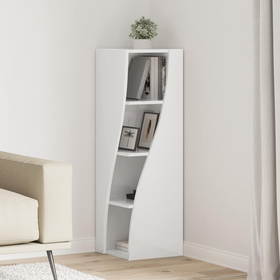 Corner Cabinet Engineered Wood High Gloss White