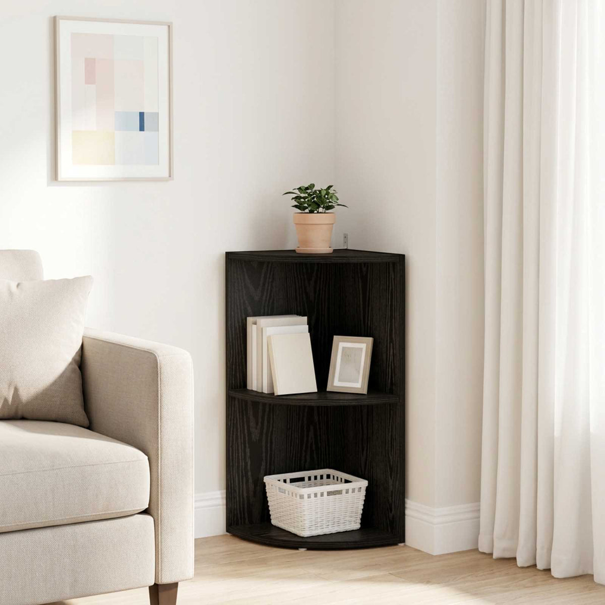 vidaXL Corner Shelf 2-Tier 41.5 x 41.5 x 72 cm Engineered Wood 1