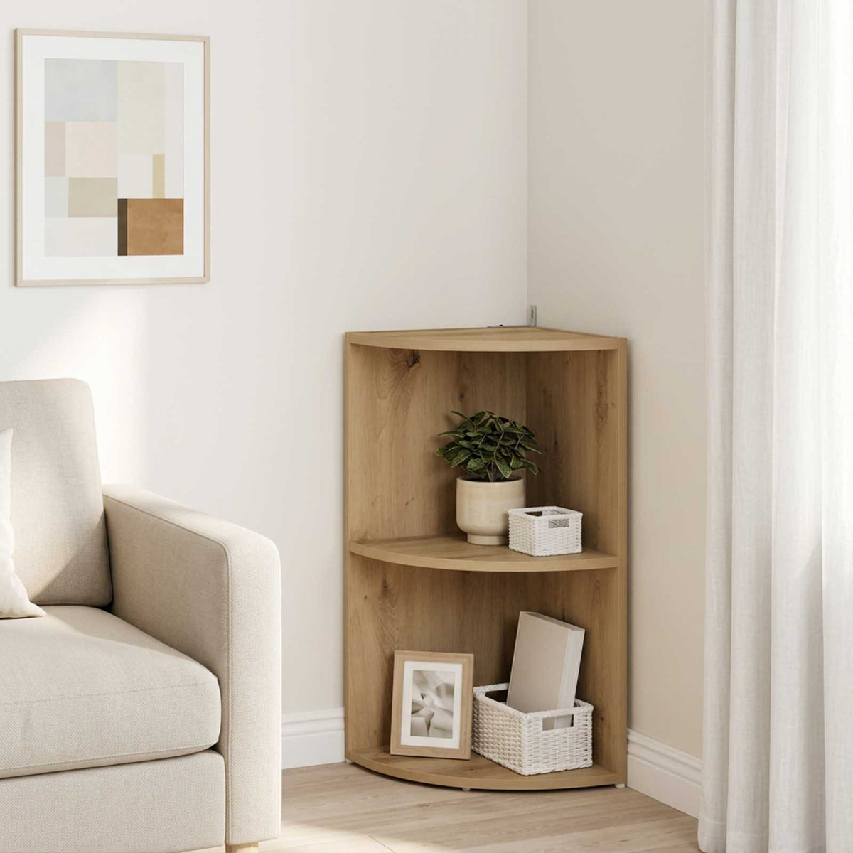 vidaXL Corner Shelf 2-Tier 41.5 x 41.5 x 72 cm Engineered Wood 1