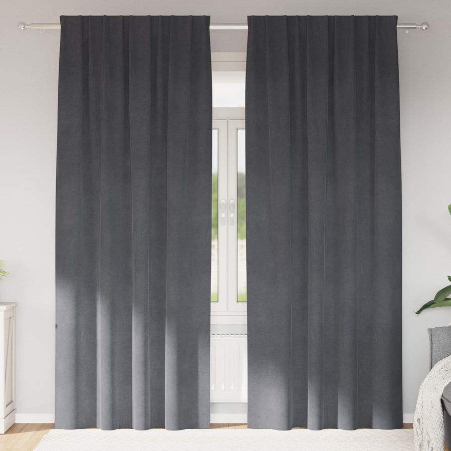 Curtains 2 pcs Light Grey Velvet