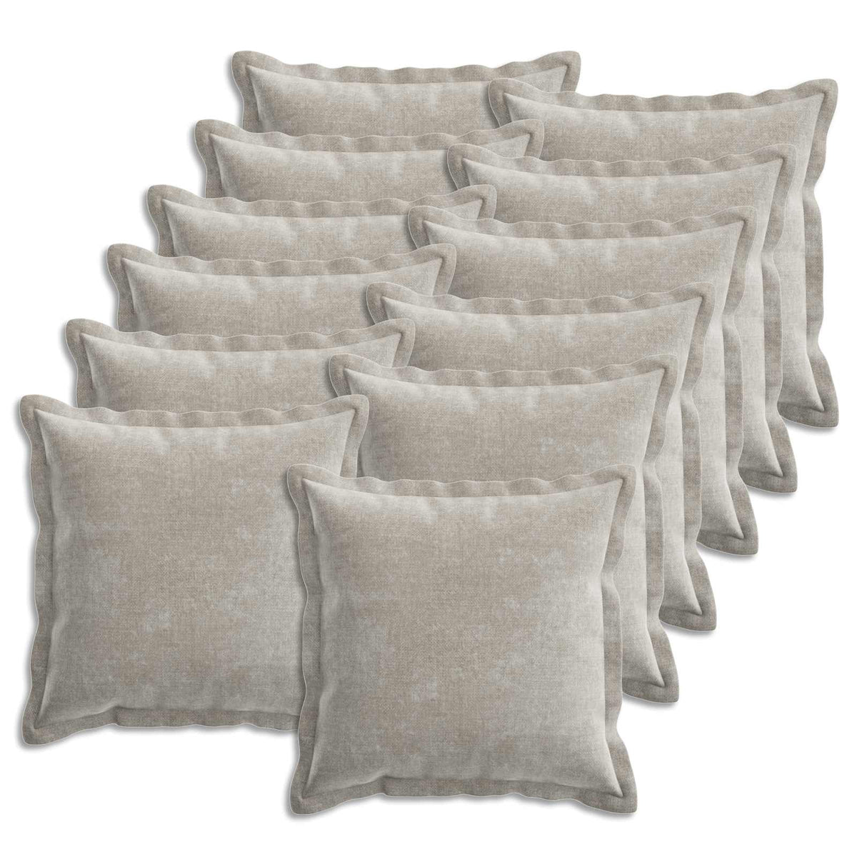 vidaXL Cushion Cover 12 pcs HOUTEN Light Grey, a group of twelve light grey cushion covers arranged in rows