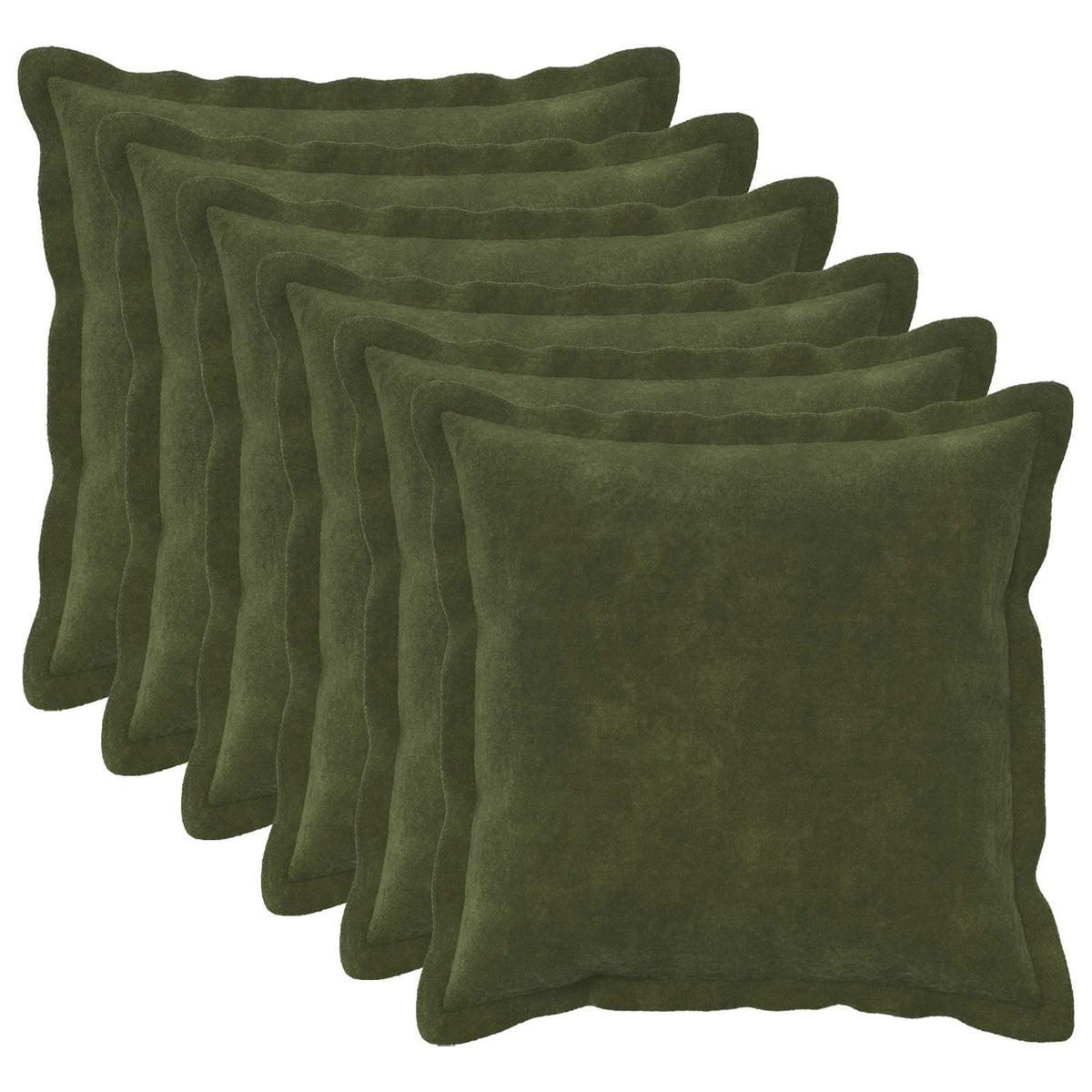 vidaXL Cushion Cover 6 pcs HOUTEN Green Microfiber Fleece stacked in a row