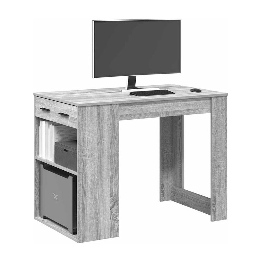 Desk with Drawer and Shelf Grey Sonoma