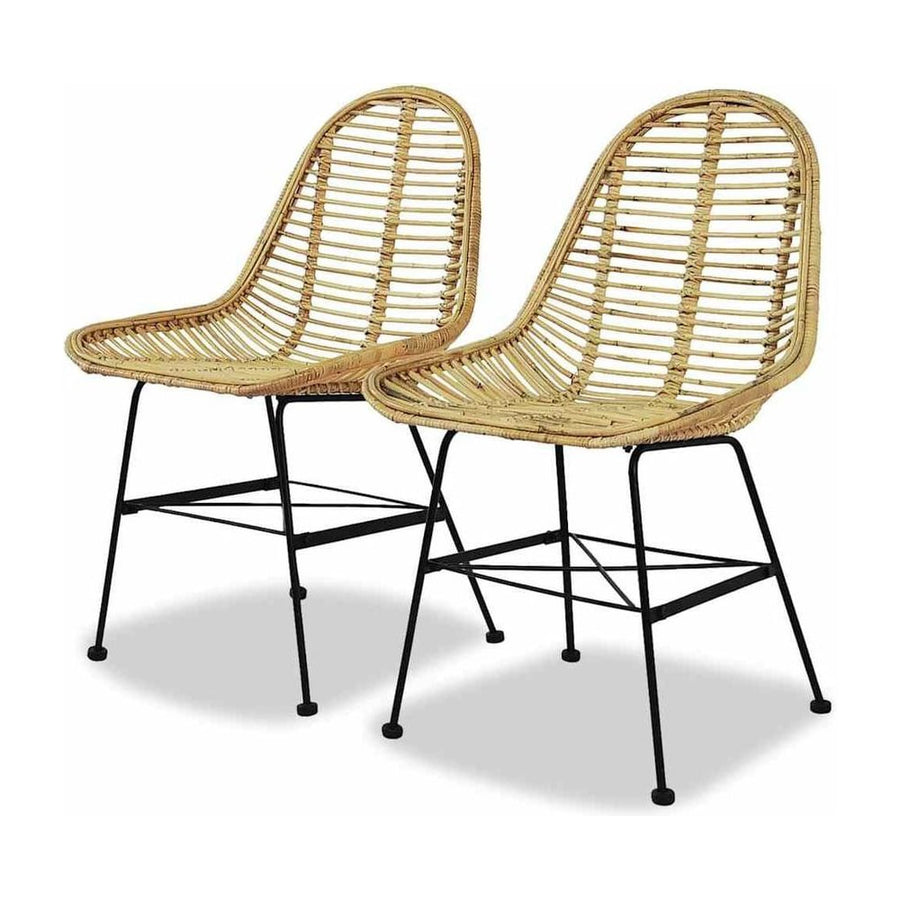 Dining Chairs 2 pcs Natural Rattan