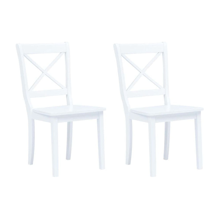 Dining Chairs 2 pcs White Solid Rubber Wood