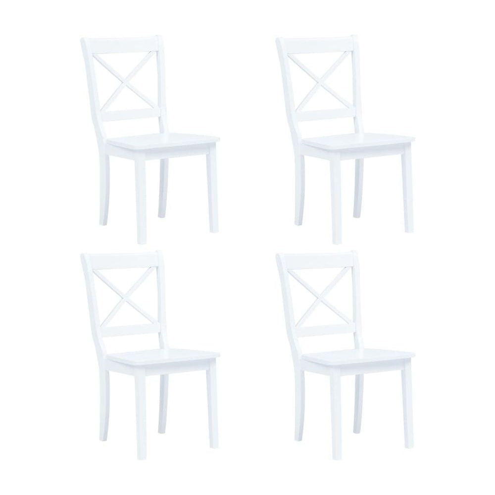 Dining Chairs 4 pcs White Solid Rubber Wood