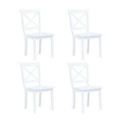 Dining Chairs 4 pcs White Solid Rubber Wood