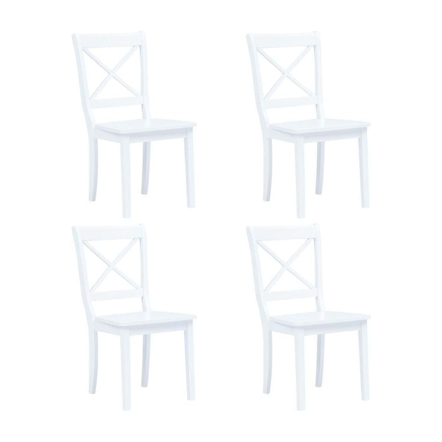 Dining Chairs 4 pcs White Solid Rubber Wood