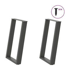Dining Table Legs U-Shaped 2 pcs Anthracite Steel