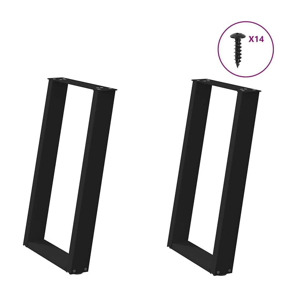 Dining Table Legs U-Shaped 2 pcs Black Steel