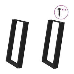 Dining Table Legs U-Shaped 2 pcs Black Steel