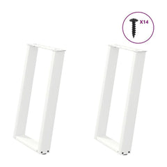 Dining Table Legs U-Shaped 2 pcs White Steel