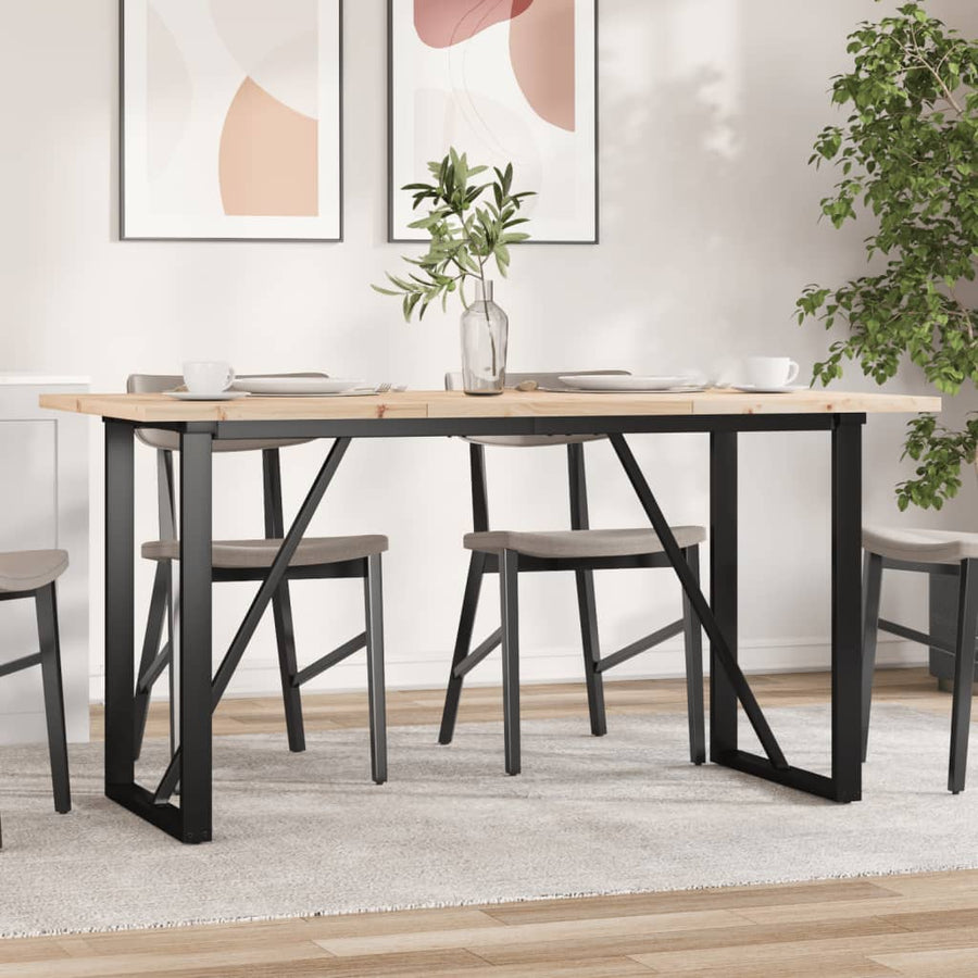 Dining Table O-Frame Solid Wood Pine and Steel