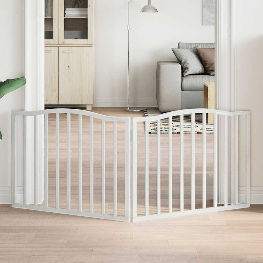 vidaXL Dog Gate Foldable 2 Panels White 160 cm Poplar Wood 1