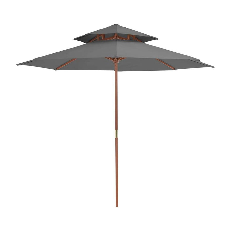 Double Decker Parasol with Wooden Pole 270 cm Anthracite