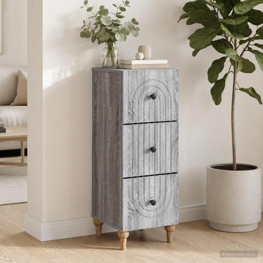 Drawer Cabinet Engineered Wood Grey Sonoma