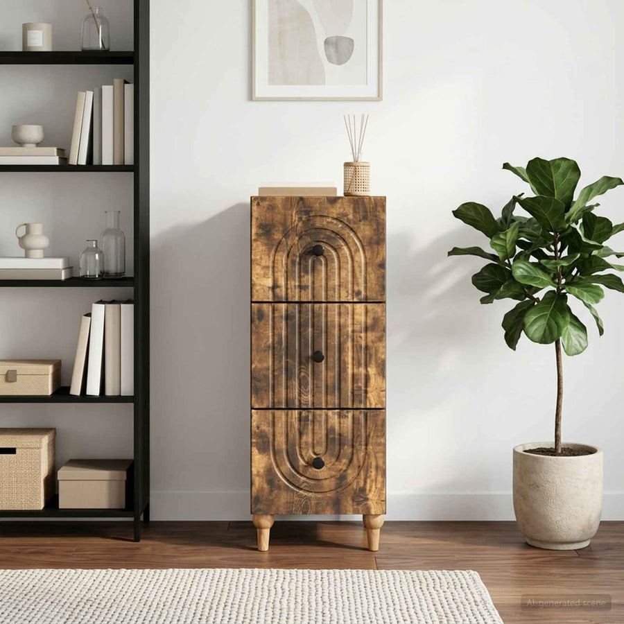 Drawer Cabinet Engineered Wood Smoked Oak
