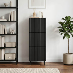 Drawer Cabinet Engineered Wood Black