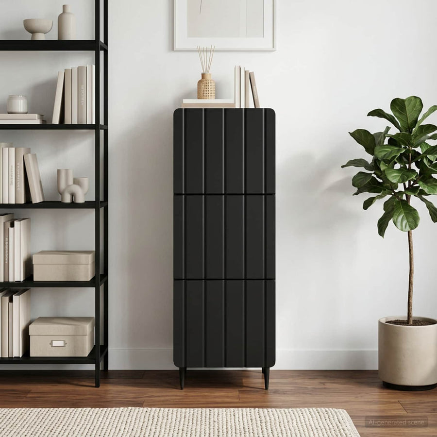Drawer Cabinet Engineered Wood Black
