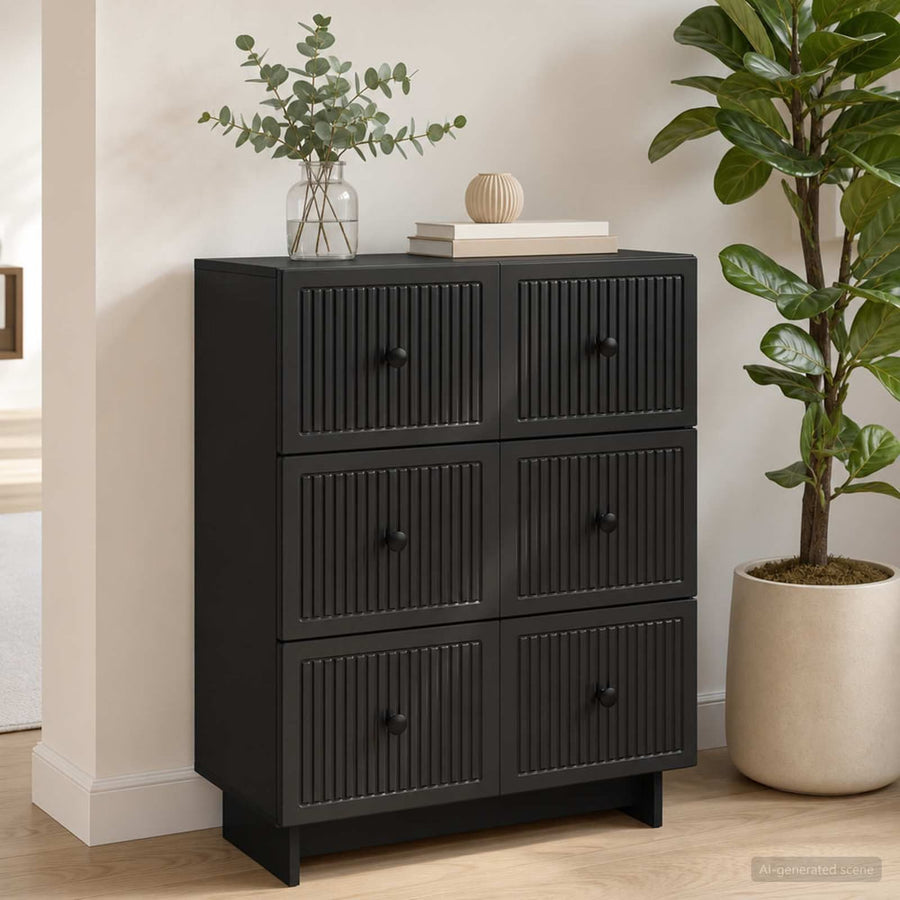 Drawer Cabinet Engineered Wood Black