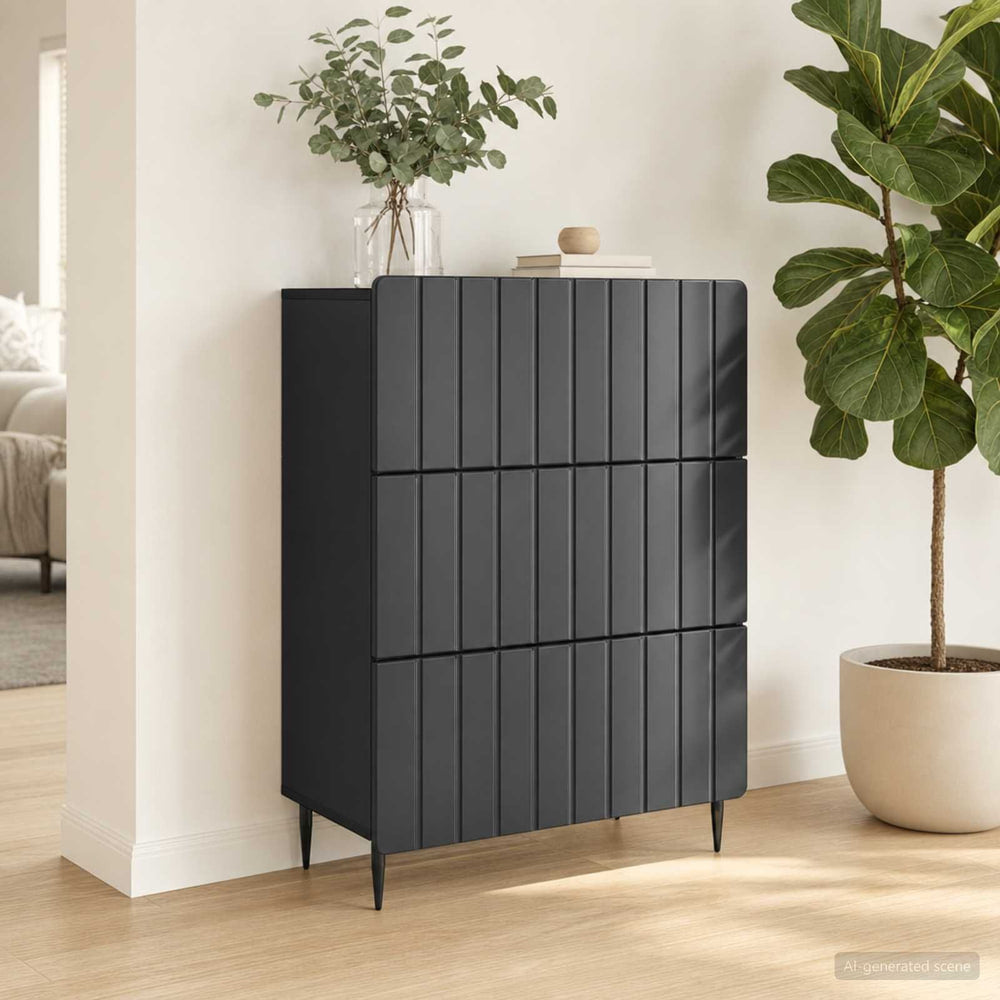 Drawer Cabinet Engineered Wood Black