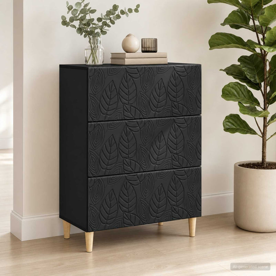 Drawer Cabinet Engineered Wood Black