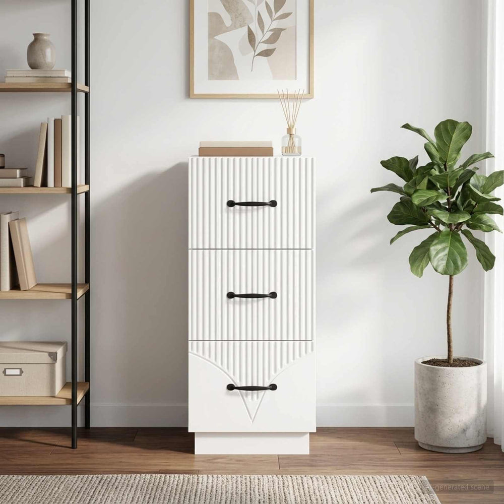 Drawer Cabinet White Engineered Wood