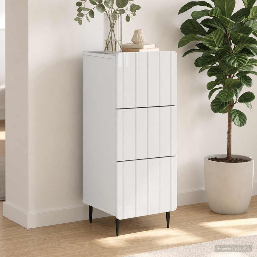 Drawer Cabinet White Engineered Wood
