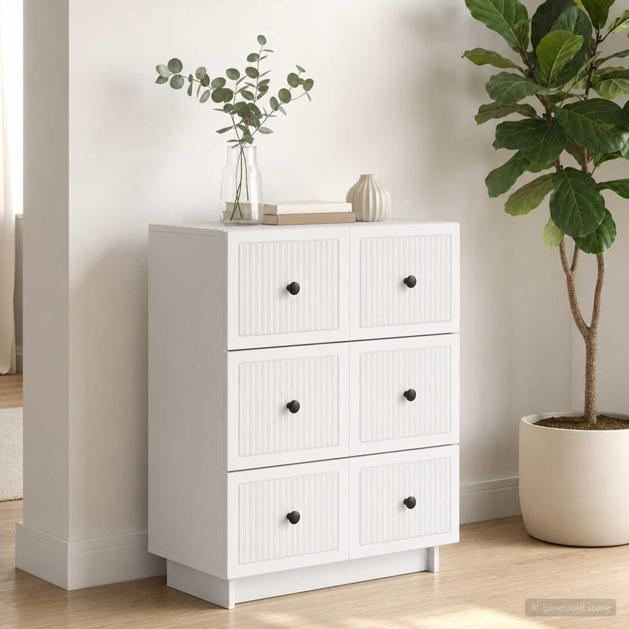 Drawer Cabinet White Engineered Wood