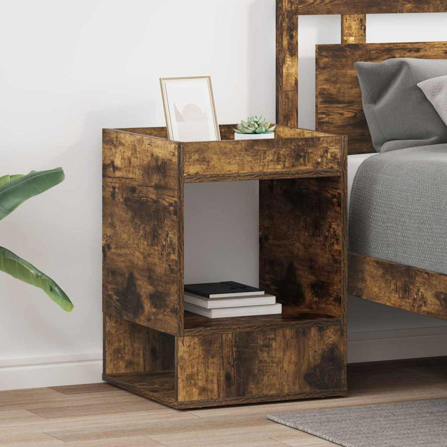 End Table 2 pcs Smoked Oak Engineered Wood
