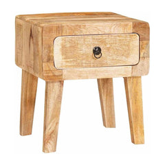 End Table with Drawer Brown Solid Mango Wood