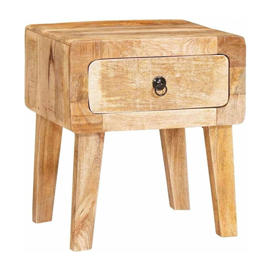 End Table with Drawer Brown Solid Mango Wood