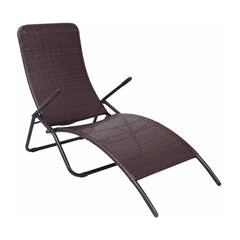 Folding Sun Lounger Poly Rattan Brown