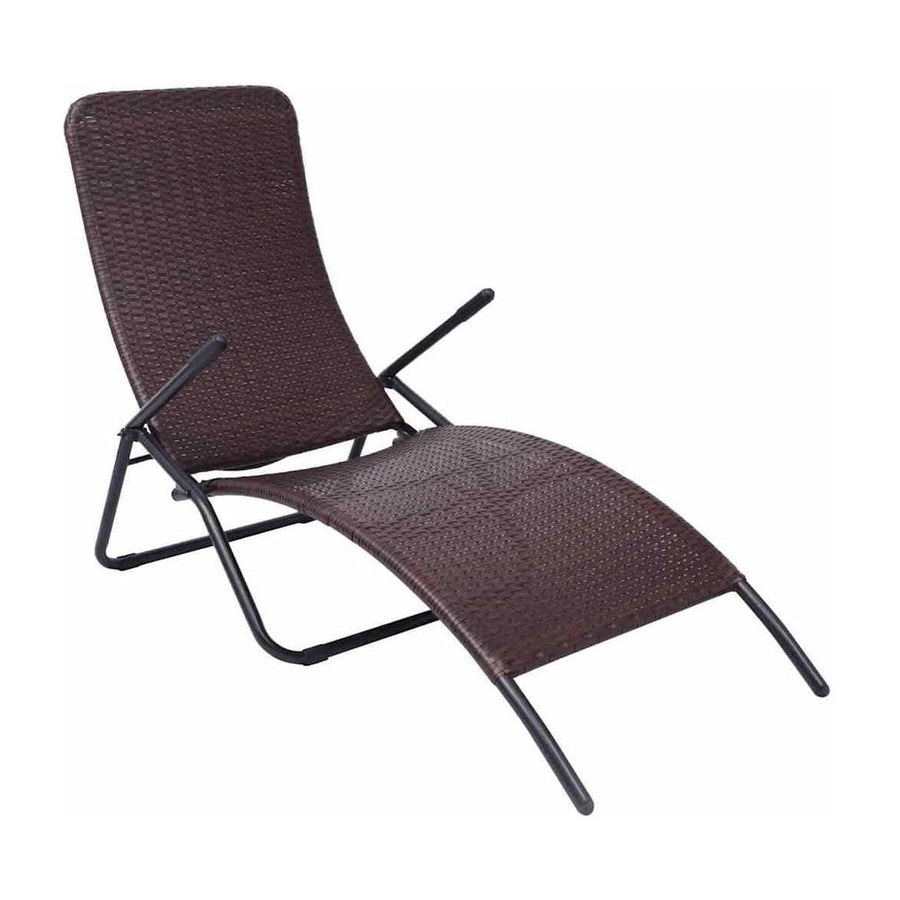 Folding Sun Lounger Poly Rattan Brown