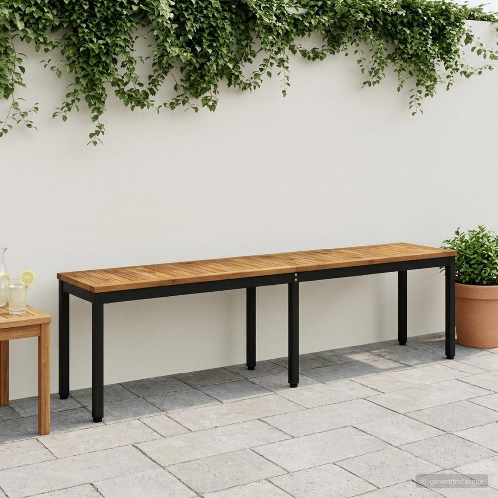 Garden Bench Solid Acacia Wood Rectangular