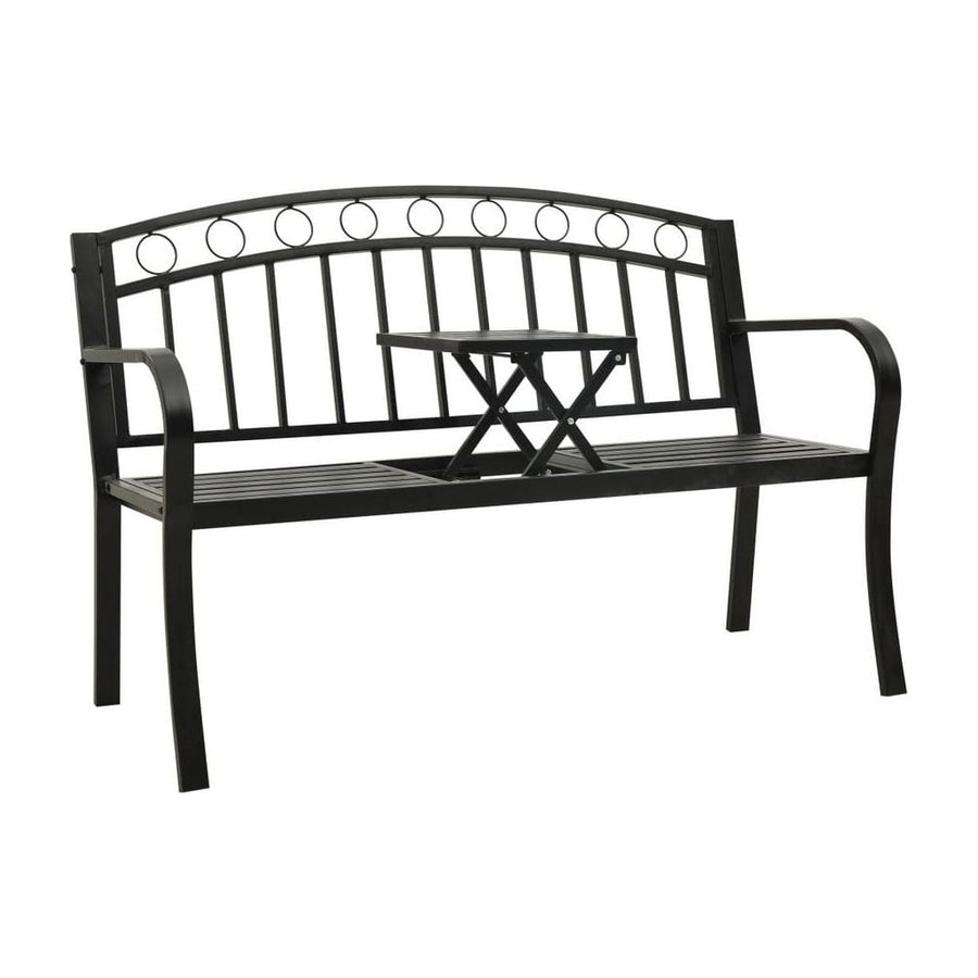 Garden Bench with Table Black 120 cm Steel
