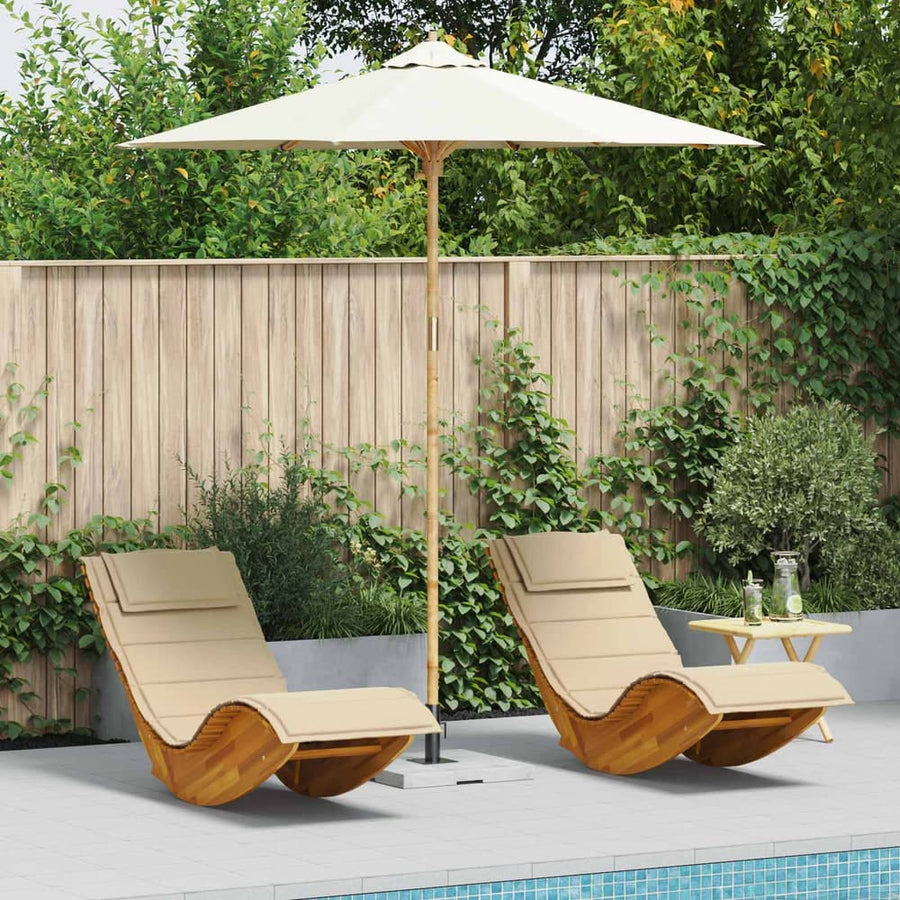 Garden Parasol Round Bamboo Cream White