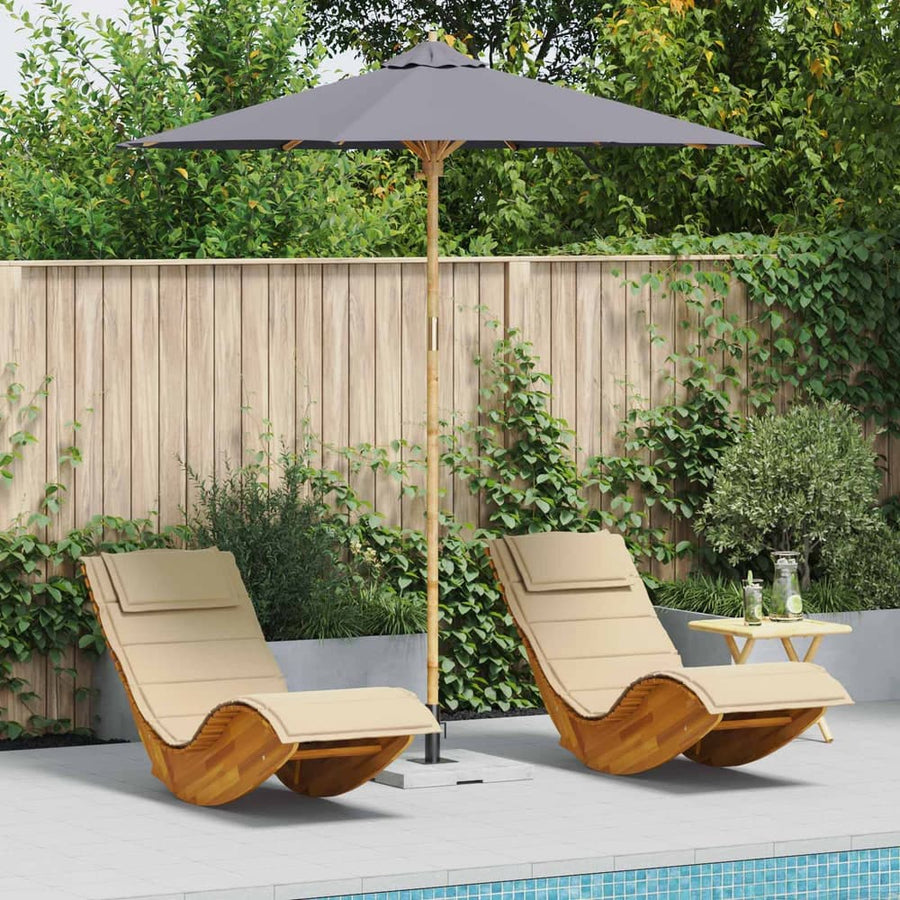 Garden Parasol Round Bamboo Dark Grey