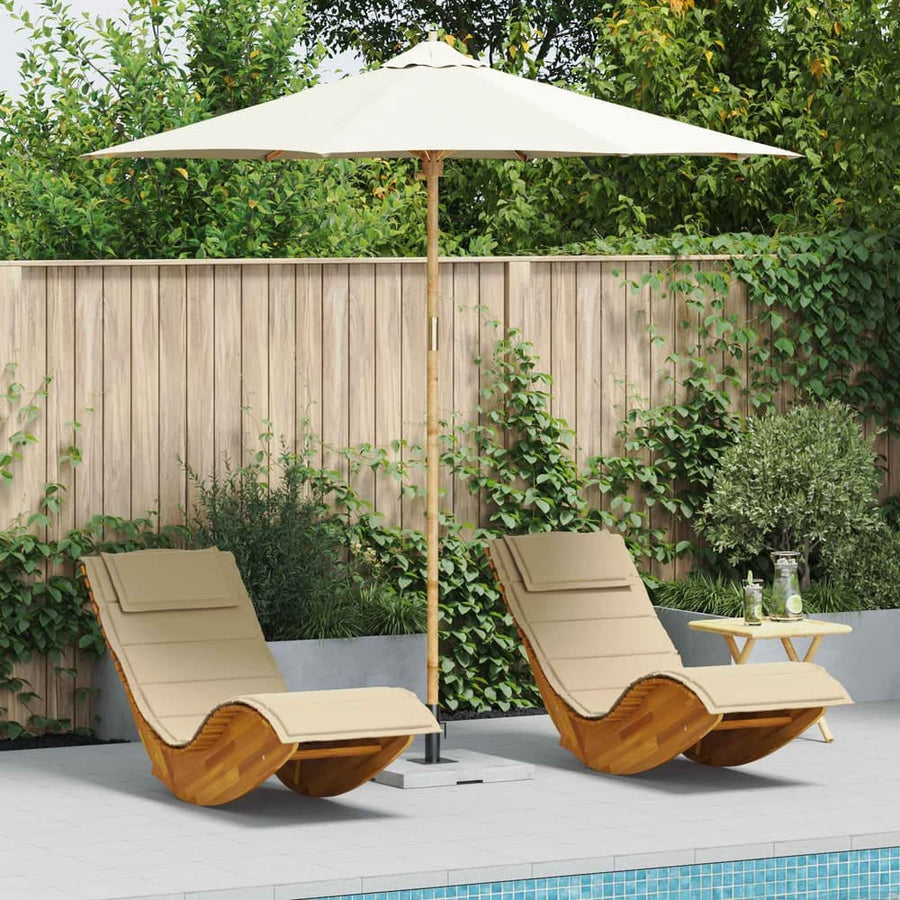 Garden Parasol Round Bamboo Cream White