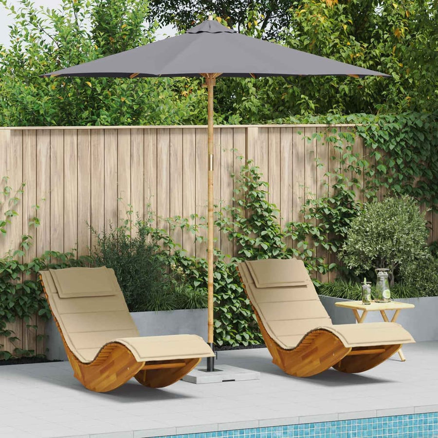 Garden Parasol Round Bamboo Dark Grey