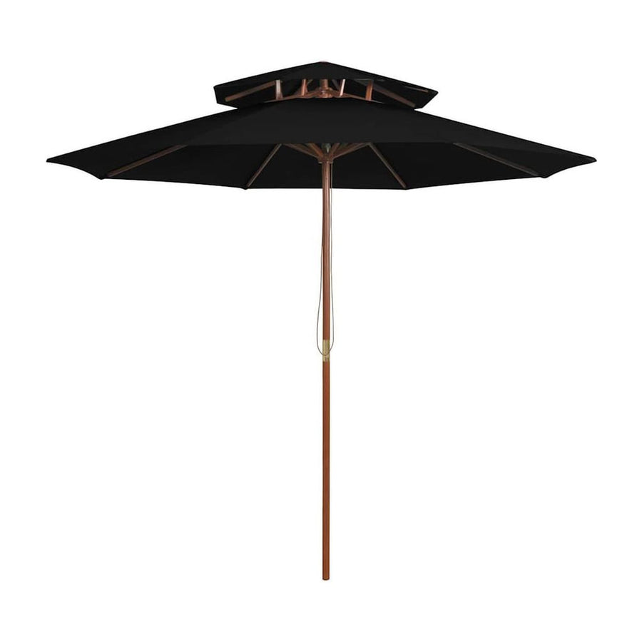 Double Decker Parasol with Wooden Pole Black 270 cm