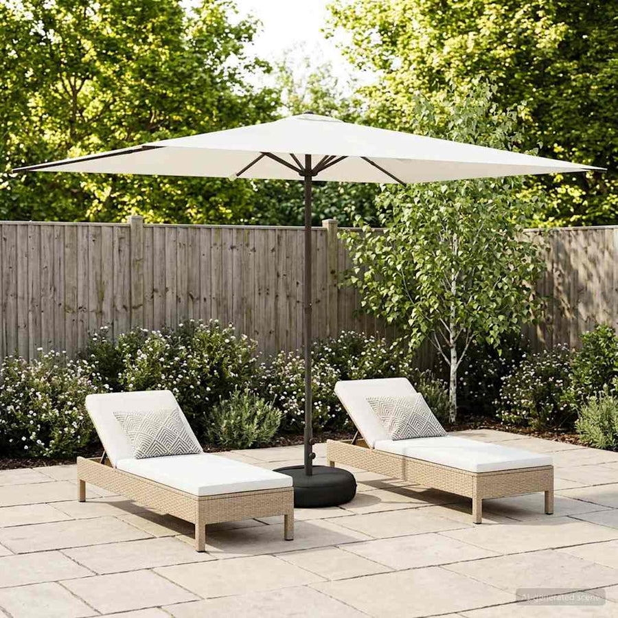 Garden Parasol with Base Rectangular Polyester Cream