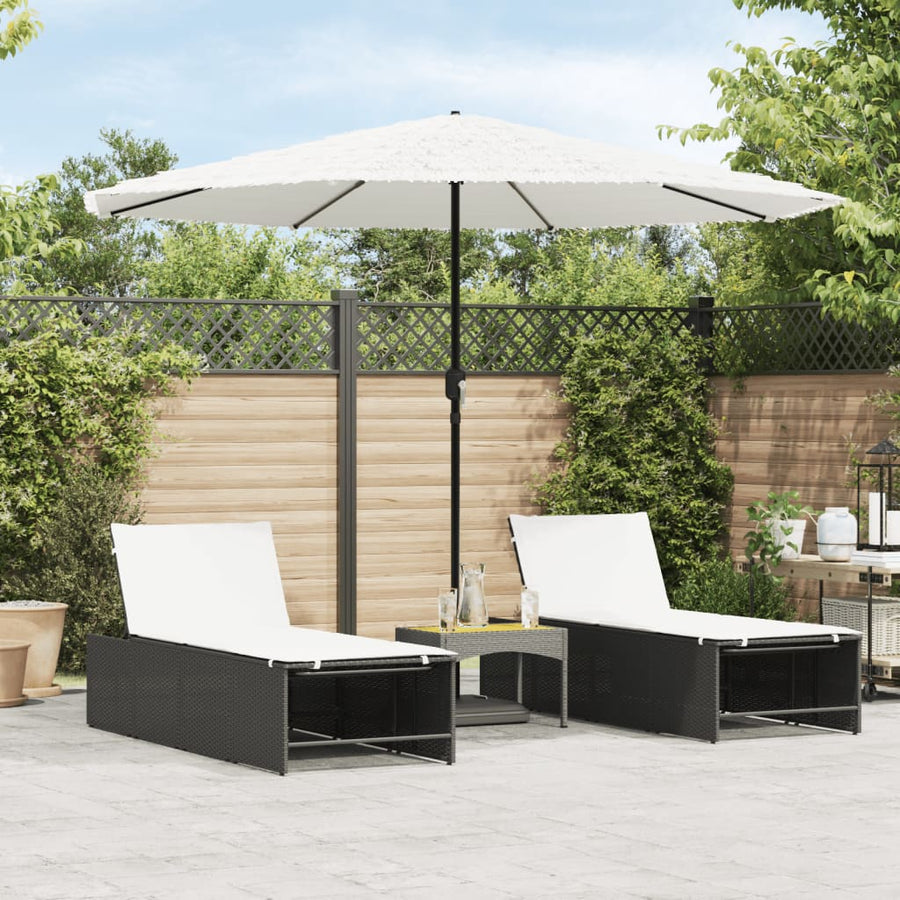 Garden Parasol with Steel Pole White