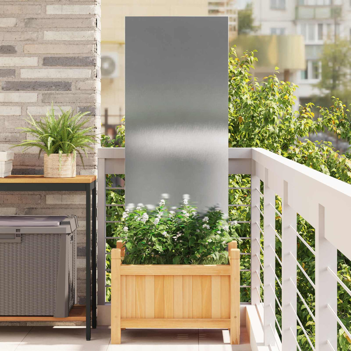 Garden Privacy Screen Silver Stainless Steel