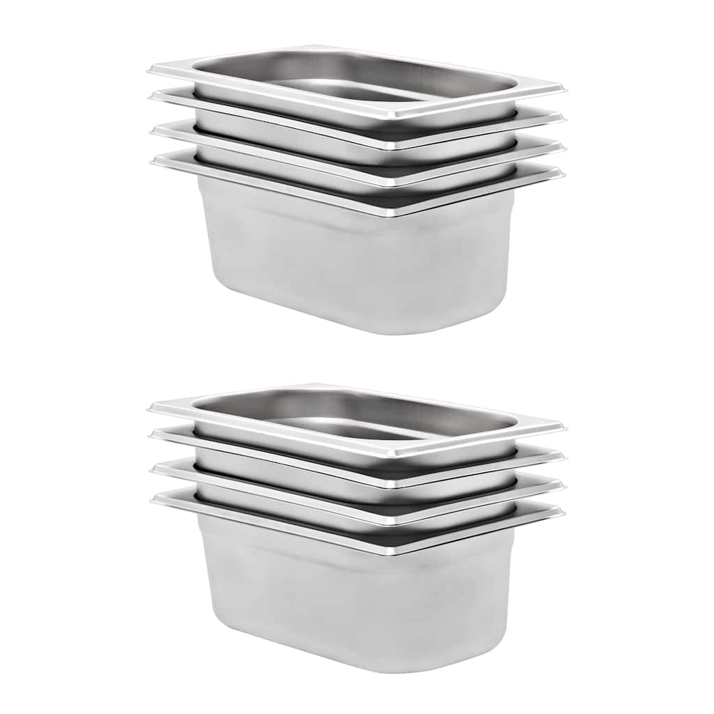 vidaXL Gastronorm Containers 8 pcs GN 1/4 100 mm Stainless Steel 1